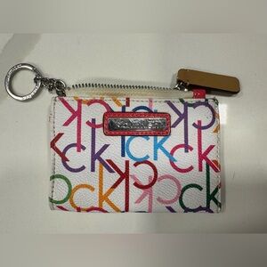 Calvin Klein Multicolor Rainbow Logo Coin Purse with Keychain